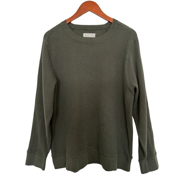 EVERLANE Waffle-Knit Sweater Organic Cotton Crewneck Long Sleeve Green Size XLar - Picture 2 of 7